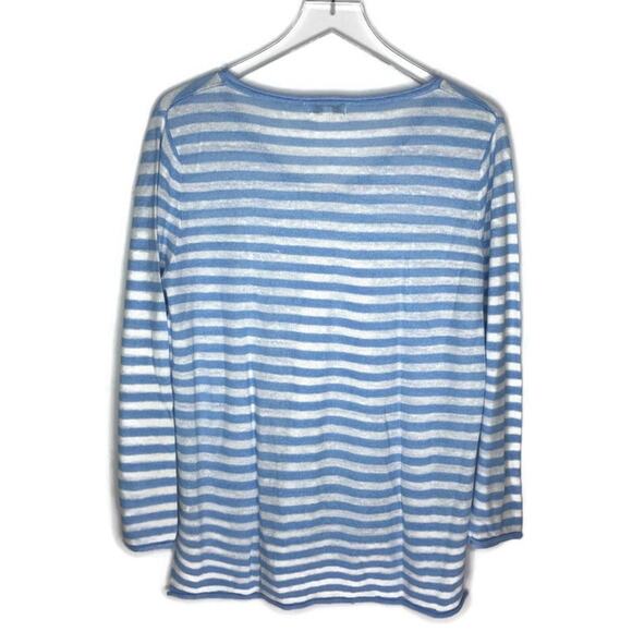 Avalin Blue and White V Neck Sweater Linen Blend M - Picture 2 of 7